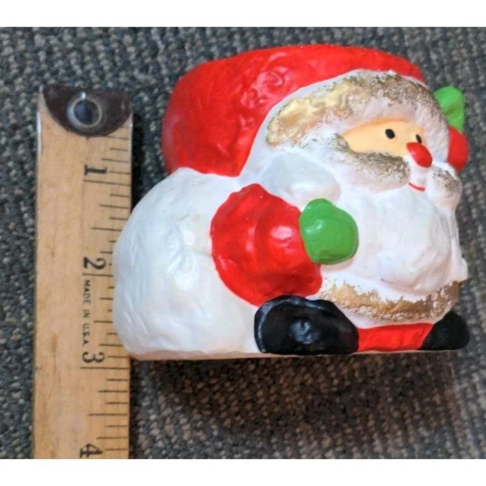 Vintage Santa Claus Tapered Candle Holder Ceramic 3